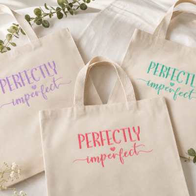 Perfectly Imperfect Embroidered Tote Bag